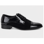 Pantofi barbati negri din piele naturala lac si velur cu siret GKR819LVN